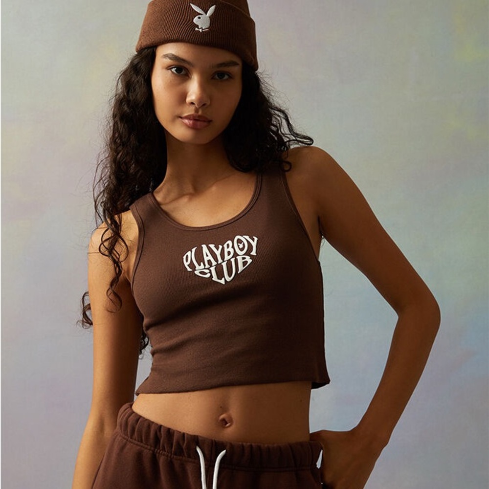 Playboy Brown Crop Tank